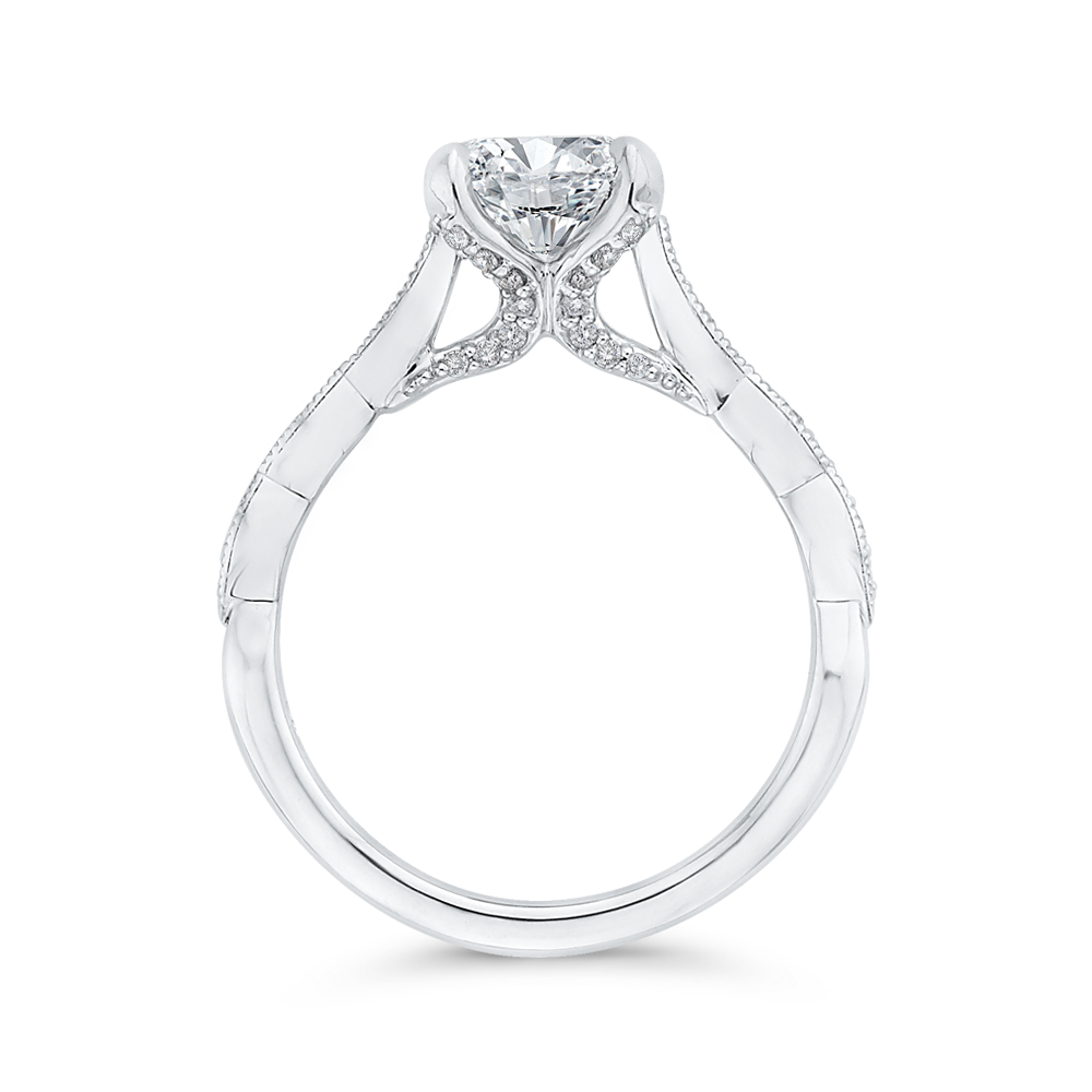 Round Diamond Engagement Ring in 14K White Gold (Semi-Mount)