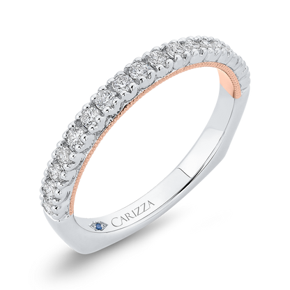Euro Shank Round Diamond Half-Eternity Wedding Band in 14K Two Tone Gold