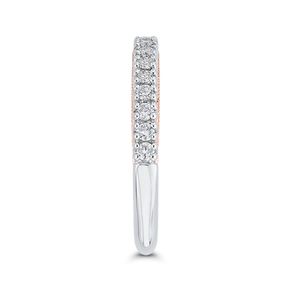 Euro Shank Round Diamond Half-Eternity Wedding Band in 14K Two Tone Gold