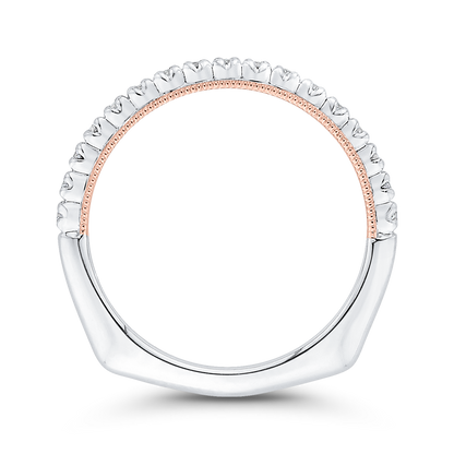 Euro Shank Round Diamond Half-Eternity Wedding Band in 14K Two Tone Gold