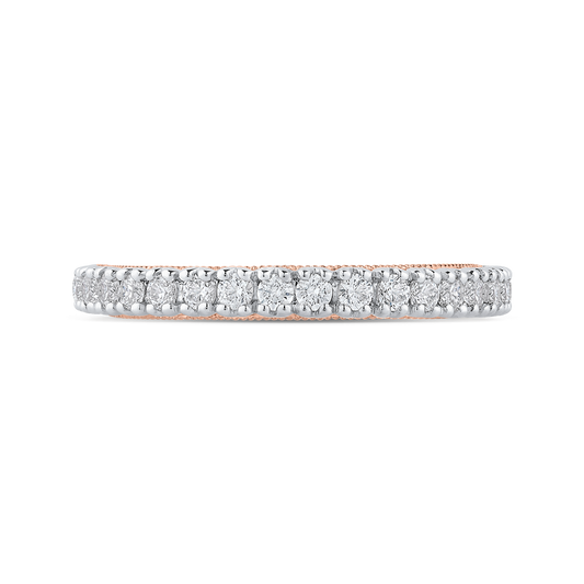 Euro Shank Round Diamond Half-Eternity Wedding Band in 14K Two Tone Gold