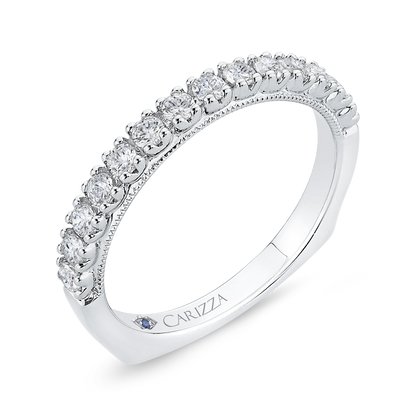 Euro Shank Round Diamond Half-Eternity Wedding Band In in 14K White Gold
