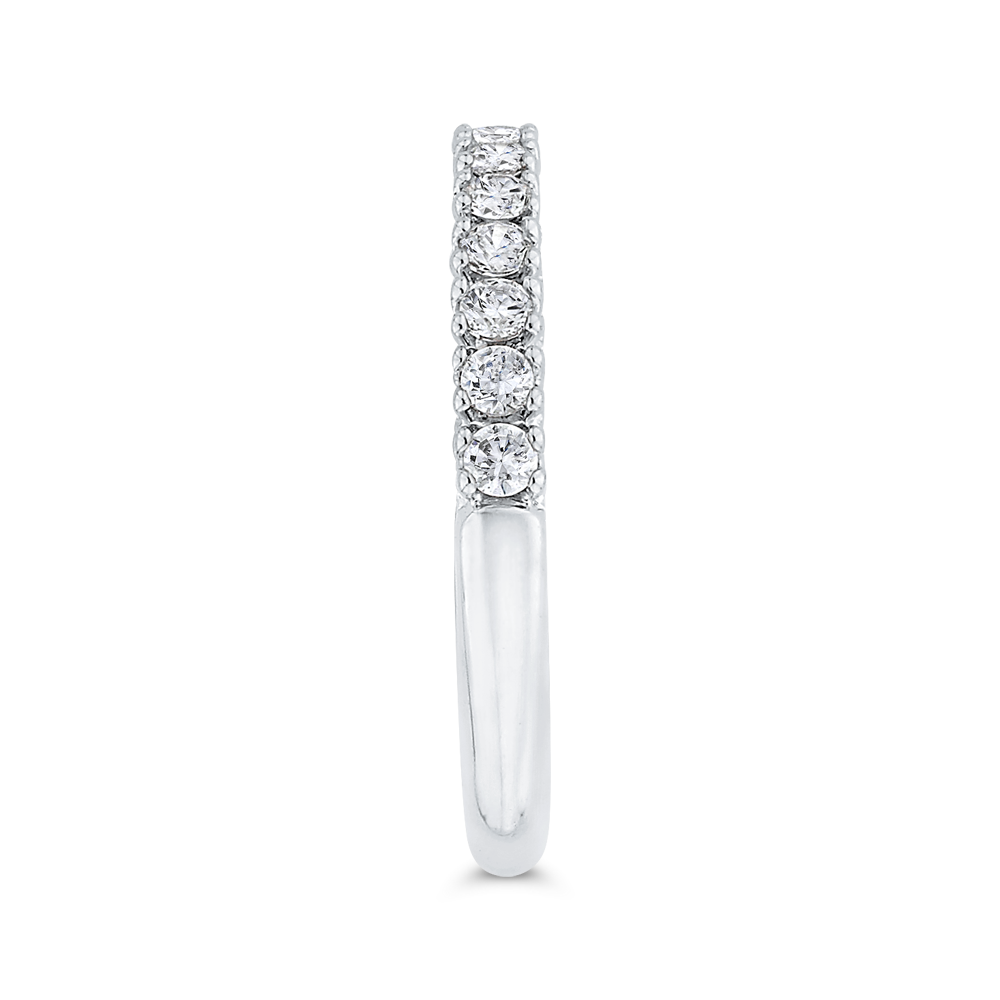 Euro Shank Round Diamond Half-Eternity Wedding Band In in 14K White Gold