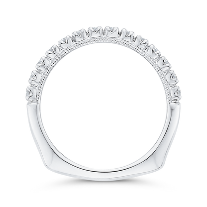 Euro Shank Round Diamond Half-Eternity Wedding Band In in 14K White Gold