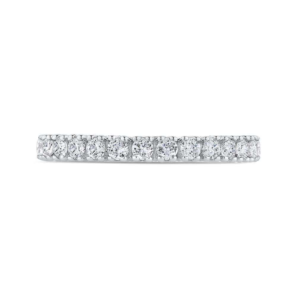 Euro Shank Round Diamond Half-Eternity Wedding Band In in 14K White Gold