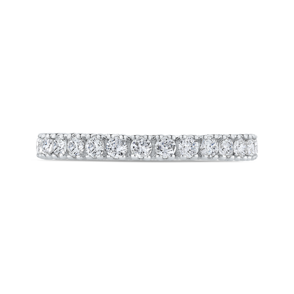 Euro Shank Round Diamond Half-Eternity Wedding Band In in 14K White Gold