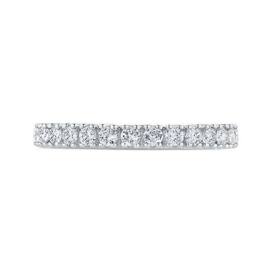 Euro Shank Round Diamond Half-Eternity Wedding Band In in 14K White Gold