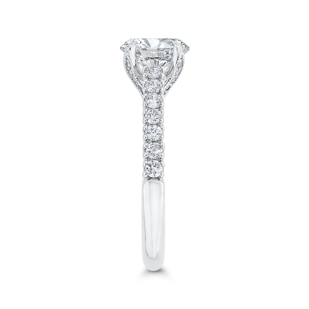 Euro Shank Round Diamond Engagement Ring in 14K White Gold (Semi-Mount)