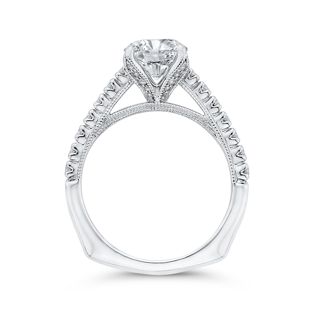 Euro Shank Round Diamond Engagement Ring in 14K White Gold (Semi-Mount)