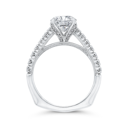 Euro Shank Round Diamond Engagement Ring in 14K White Gold (Semi-Mount)