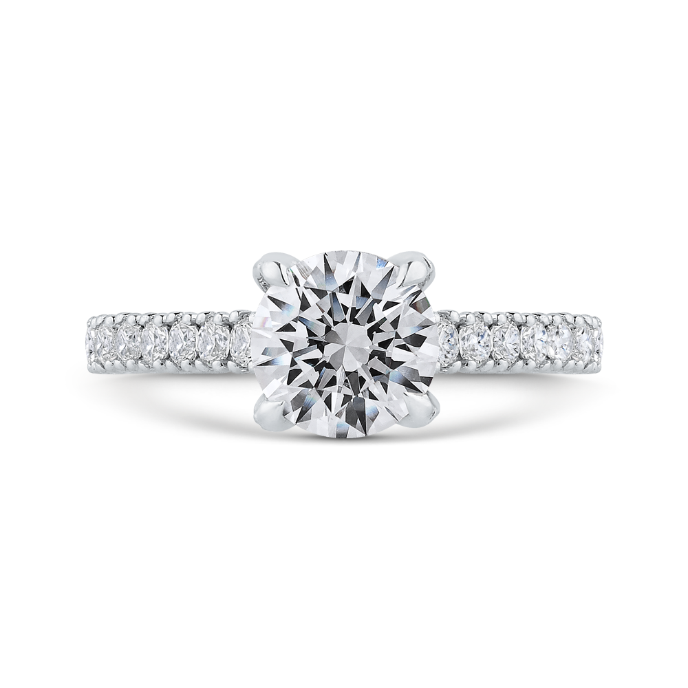 Euro Shank Round Diamond Engagement Ring in 14K White Gold (Semi-Mount)