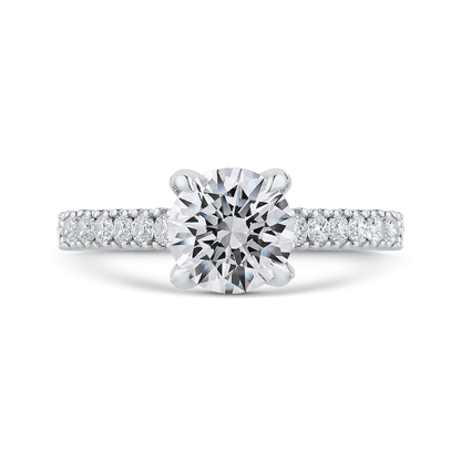 Euro Shank Round Diamond Engagement Ring in 14K White Gold (Semi-Mount)