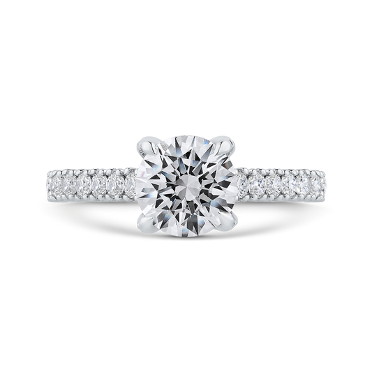 Euro Shank Round Diamond Engagement Ring in 14K White Gold (Semi-Mount)