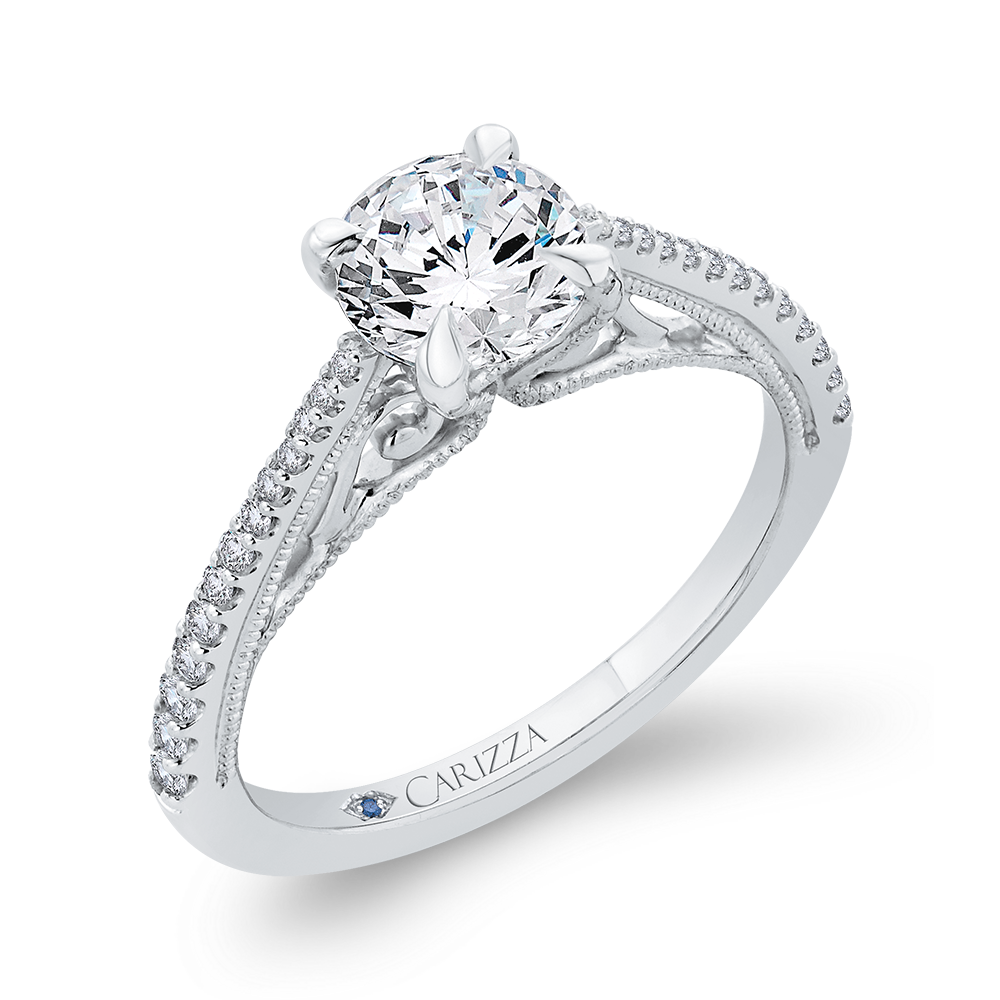 Round Diamond Engagement Ring in 14K White Gold (Semi-Mount)