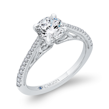 Round Diamond Engagement Ring in 14K White Gold (Semi-Mount)