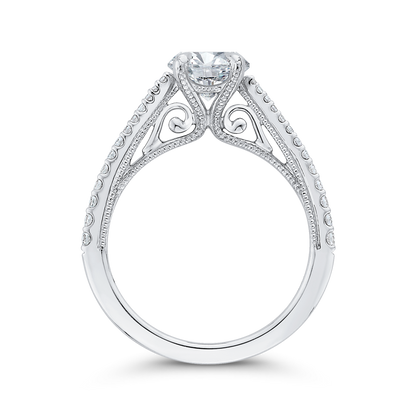 Round Diamond Engagement Ring in 14K White Gold (Semi-Mount)