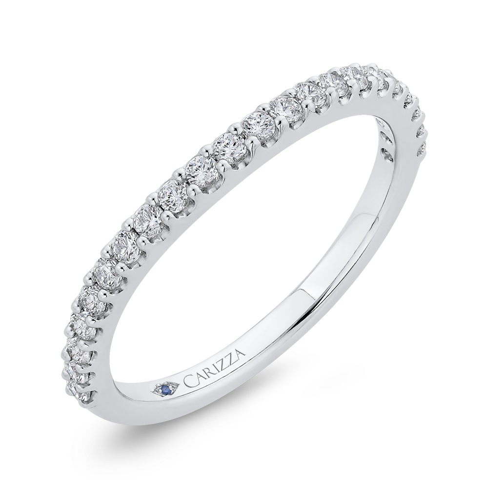 Round Half-Eternity Diamond Wedding Band in 14K White Gold