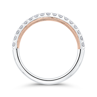 Round Diamond Half-Eternity Wedding Band in 14K Two Tone Gold