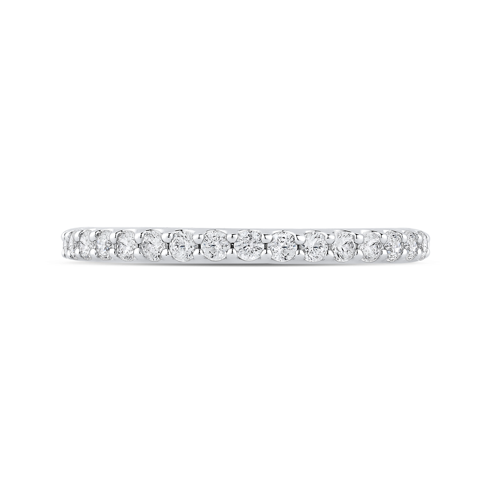 Round Diamond Half-Eternity Wedding Band in 14K Two Tone Gold