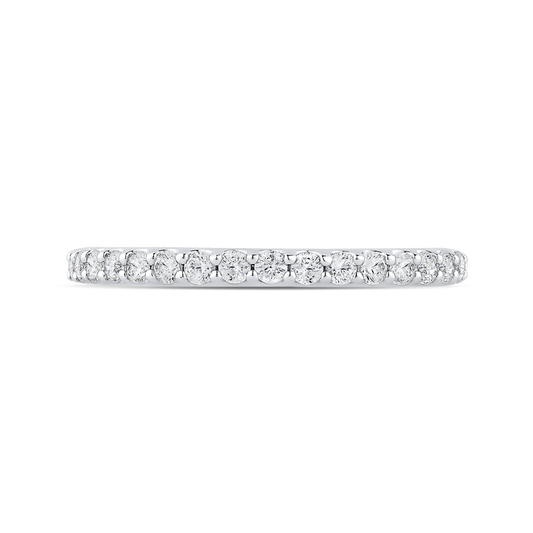 Round Diamond Half-Eternity Wedding Band in 14K Two Tone Gold