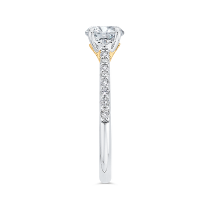 14K Two-Tone Gold Round Diamond Engagement Ring (Semi-Mount)