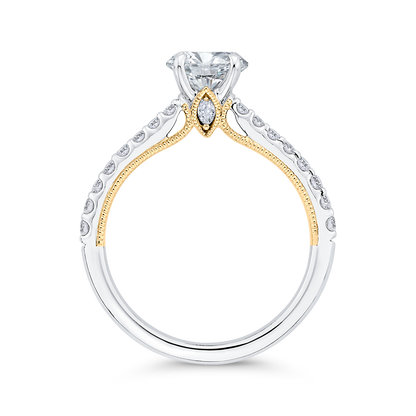 14K Two-Tone Gold Round Diamond Engagement Ring (Semi-Mount)