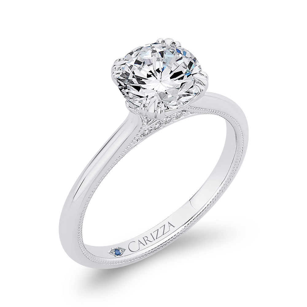 Round Diamond Engagement Ring in 14K White Gold (Semi-Mount)