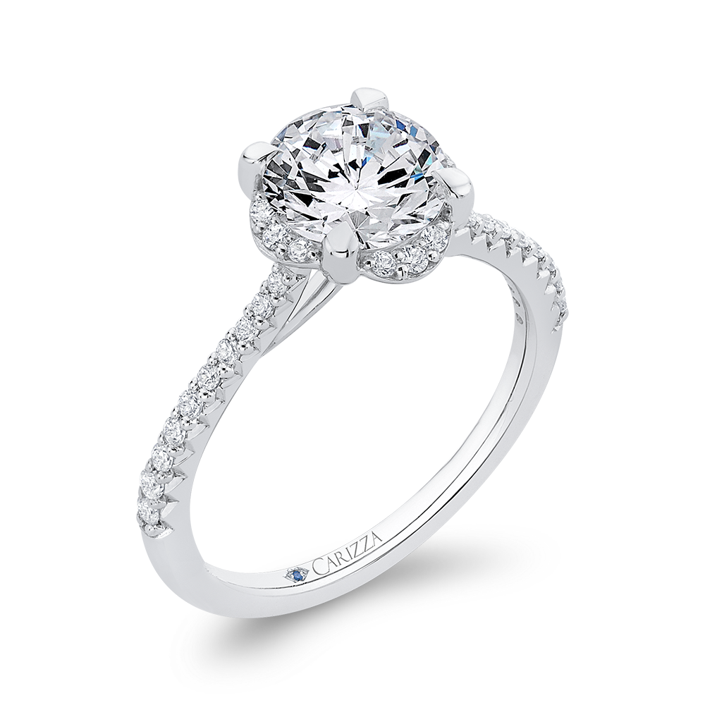 Round Diamond Engagement Ring in 14K White Gold (Semi-Mount)