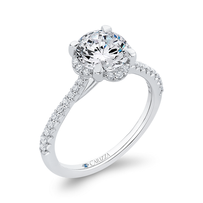 Round Diamond Engagement Ring in 14K White Gold (Semi-Mount)