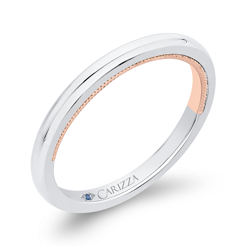 Plain Wedding Band in 14K Two Tone Gold