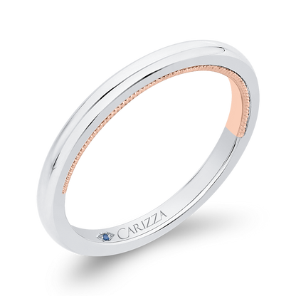 Plain Wedding Band in 14K Two Tone Gold