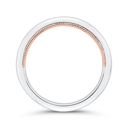 Plain Wedding Band in 14K Two Tone Gold