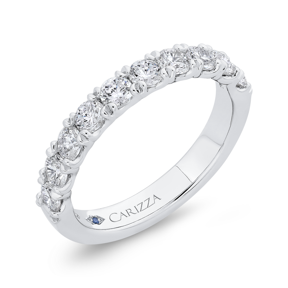Round Diamond Half-Eternity Wedding Band in 14K White Gold