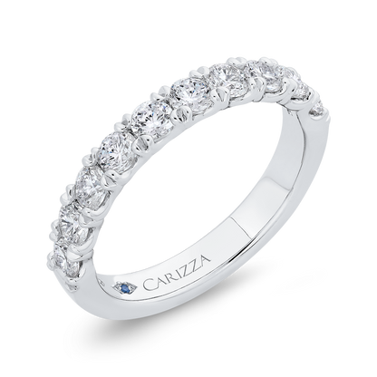 Round Diamond Half-Eternity Wedding Band in 14K White Gold