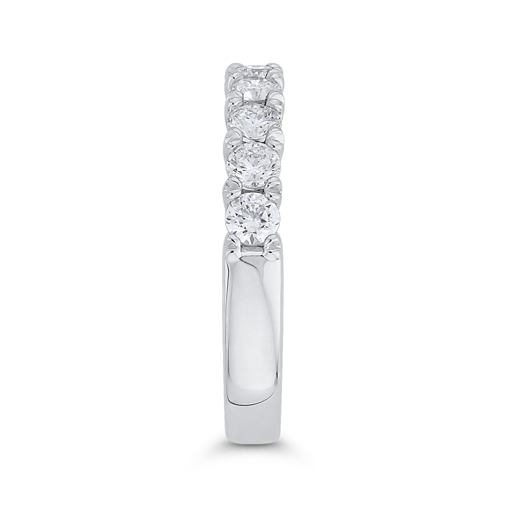 Round Diamond Half-Eternity Wedding Band in 14K White Gold