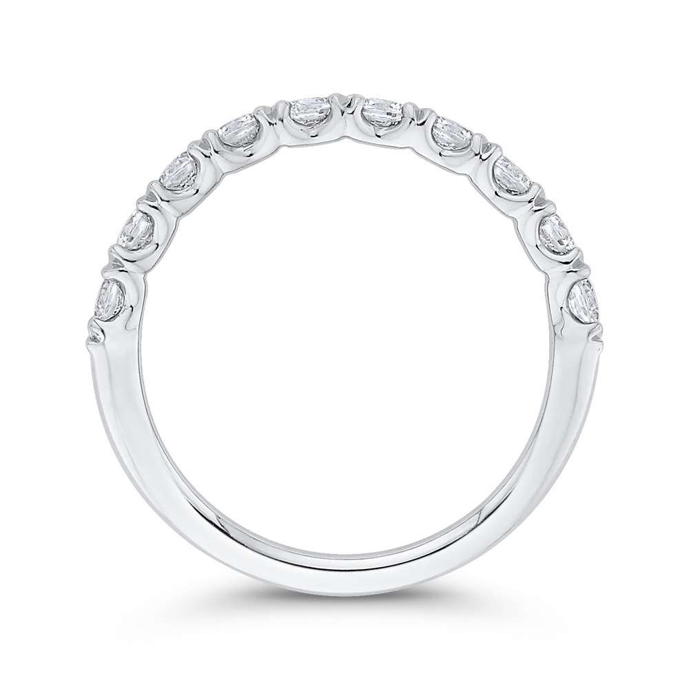 Round Diamond Half-Eternity Wedding Band in 14K White Gold