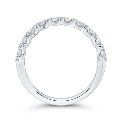 Round Diamond Half-Eternity Wedding Band in 14K White Gold