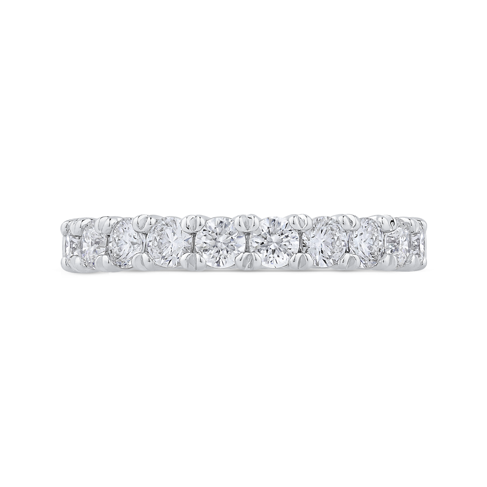 Round Diamond Half-Eternity Wedding Band in 14K White Gold