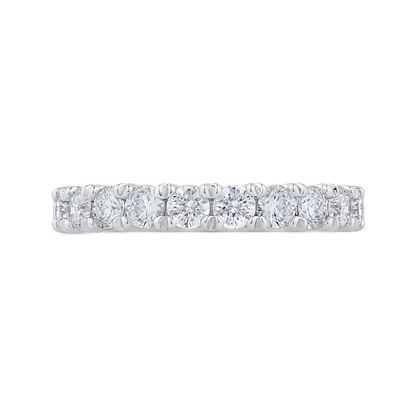 Round Diamond Half-Eternity Wedding Band in 14K White Gold