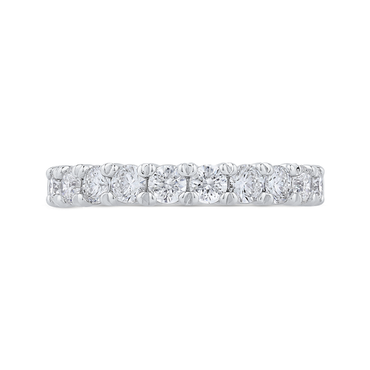 Round Diamond Half-Eternity Wedding Band in 14K White Gold