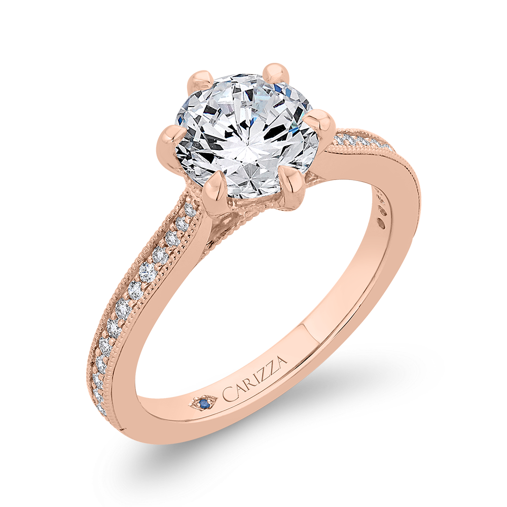 Round Diamond Engagement Ring in 14K Rose Gold (Semi-Mount)