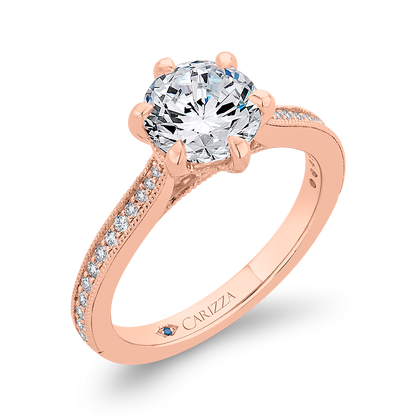 Round Diamond Engagement Ring in 14K Rose Gold (Semi-Mount)