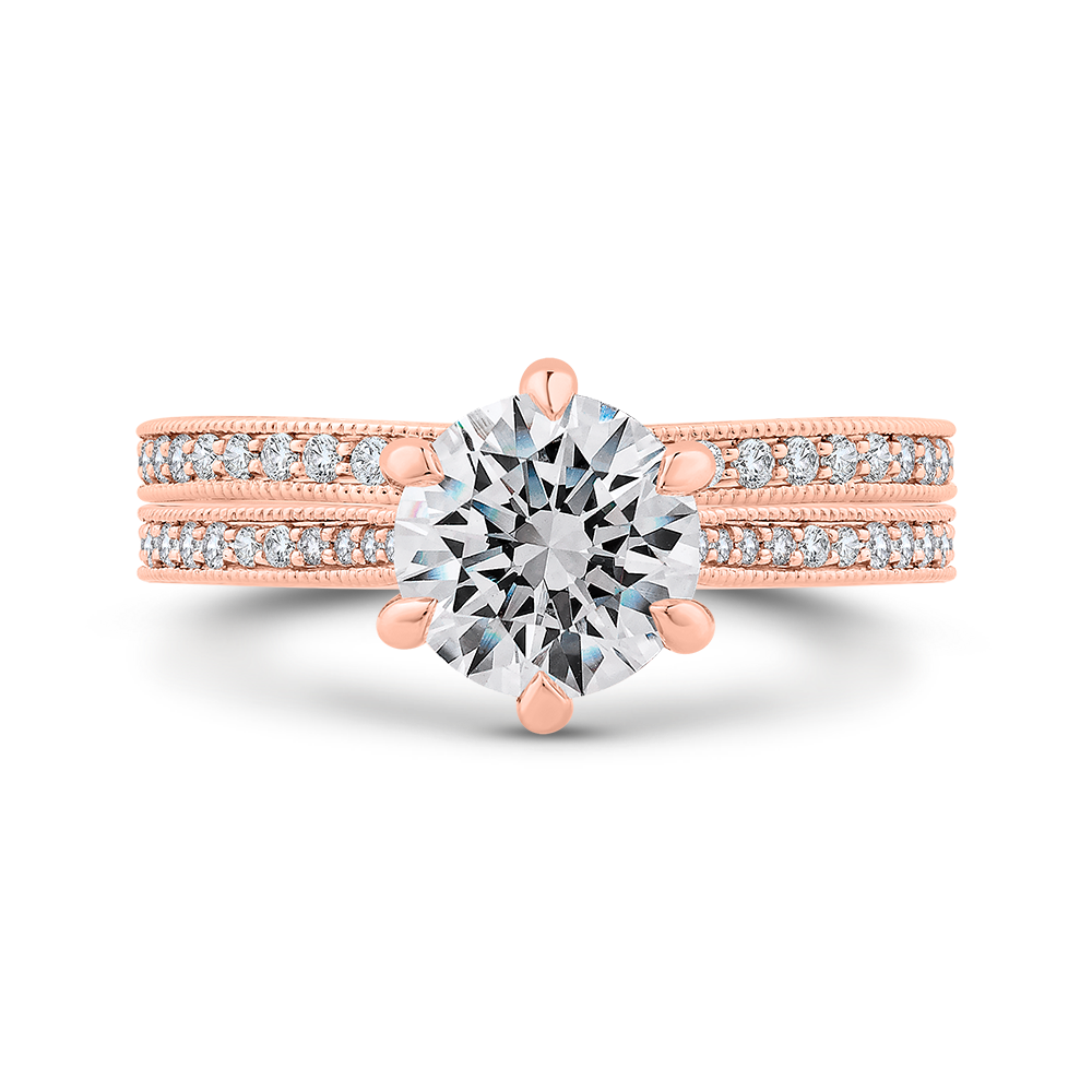 Round Diamond Engagement Ring in 14K Rose Gold (Semi-Mount)