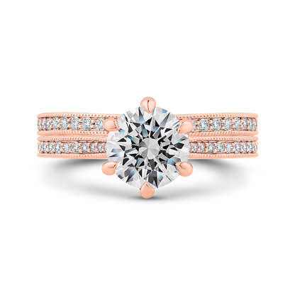 Round Diamond Engagement Ring in 14K Rose Gold (Semi-Mount)