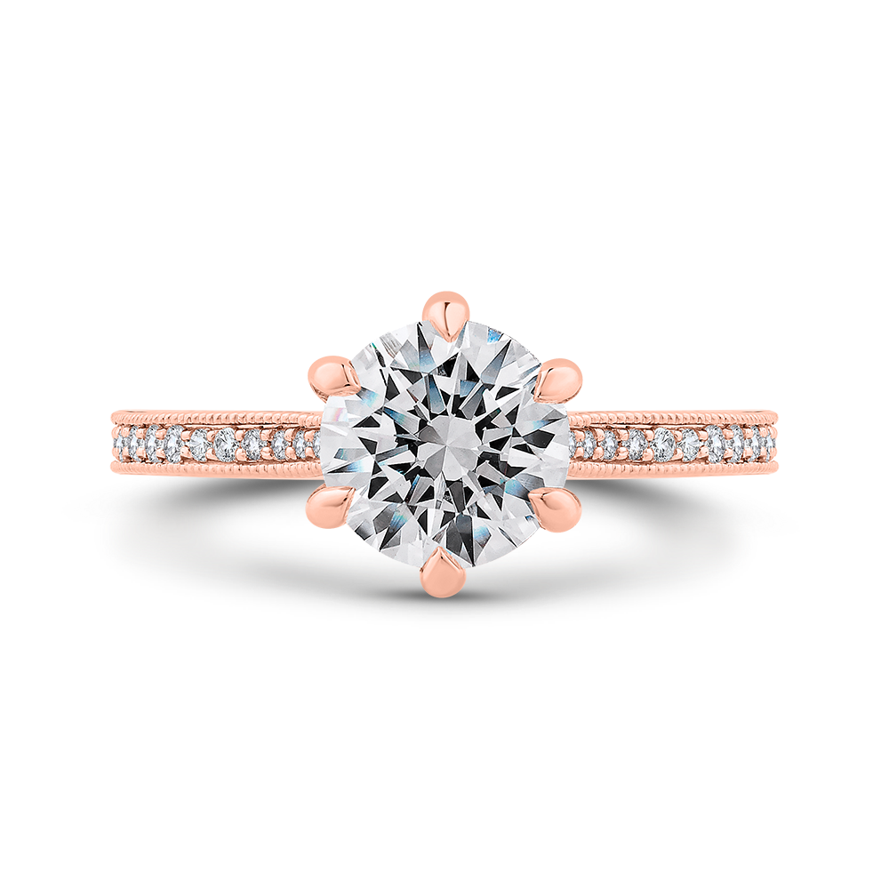 Round Diamond Engagement Ring in 14K Rose Gold (Semi-Mount)