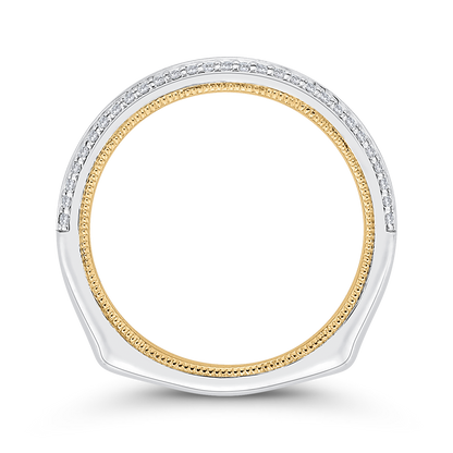 Euro Shank Round Diamond Half-Eternity Wedding Band In in 14K Two Tone Gold