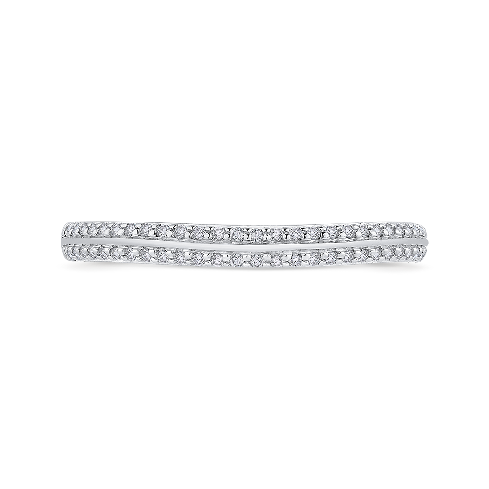 Euro Shank Round Diamond Half-Eternity Wedding Band In in 14K Two Tone Gold