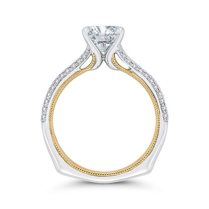 Split Shank Round Diamond Engagement Ring with Euro Shank in 14K Two Tone Gold (Semi-Mount)