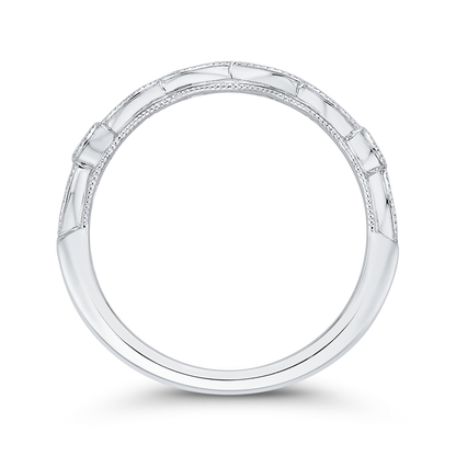 Pear Cut Round Diamond Half-Eternity Wedding Band in 14K White Gold