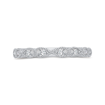 Pear Cut Round Diamond Half-Eternity Wedding Band in 14K White Gold